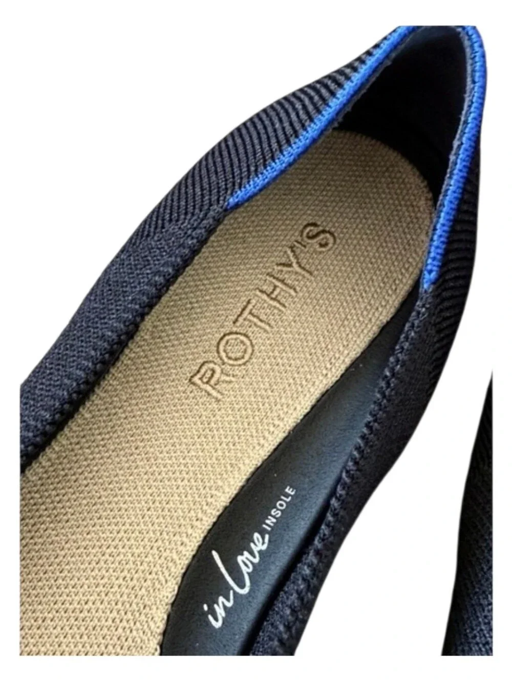 Rothys The Point II Black Solid Knotted Pointed Toe Flats In Love Insole - Picture 3 of 8